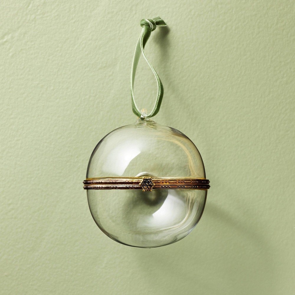 Glass & Brass Hinged Christmas Ornament Round - Hearth & Hand Magnolia, Target